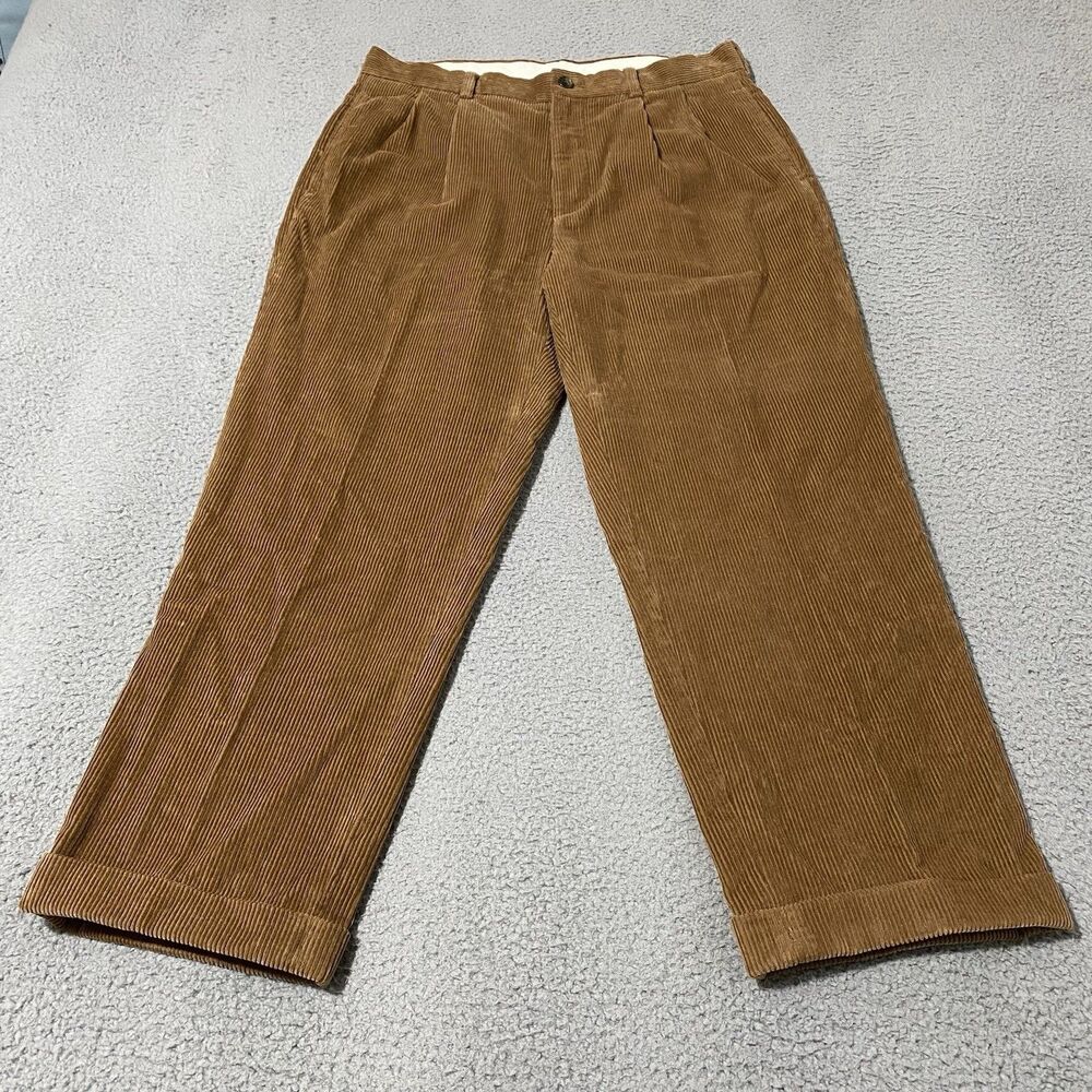 Brooks Brothers 346 Corduroy Pants Mens 34x28 Brown Straight Cuffed (Tag 35x30)